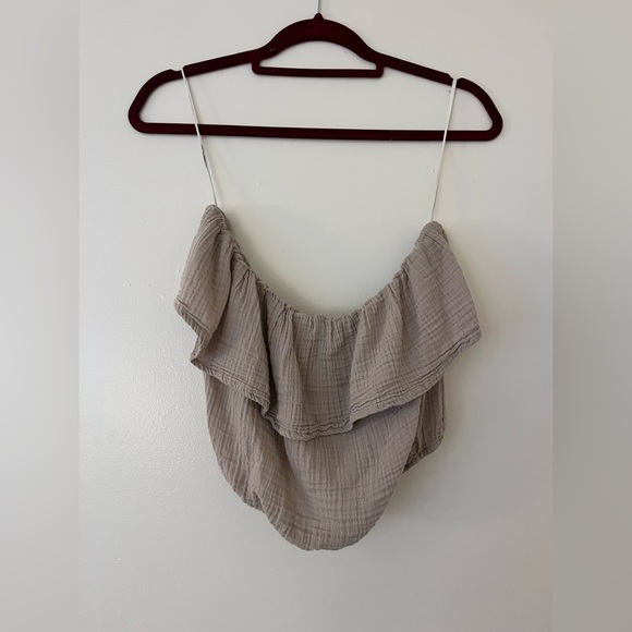 aerie Tops - Aerie Cream Ruffle Tube Top